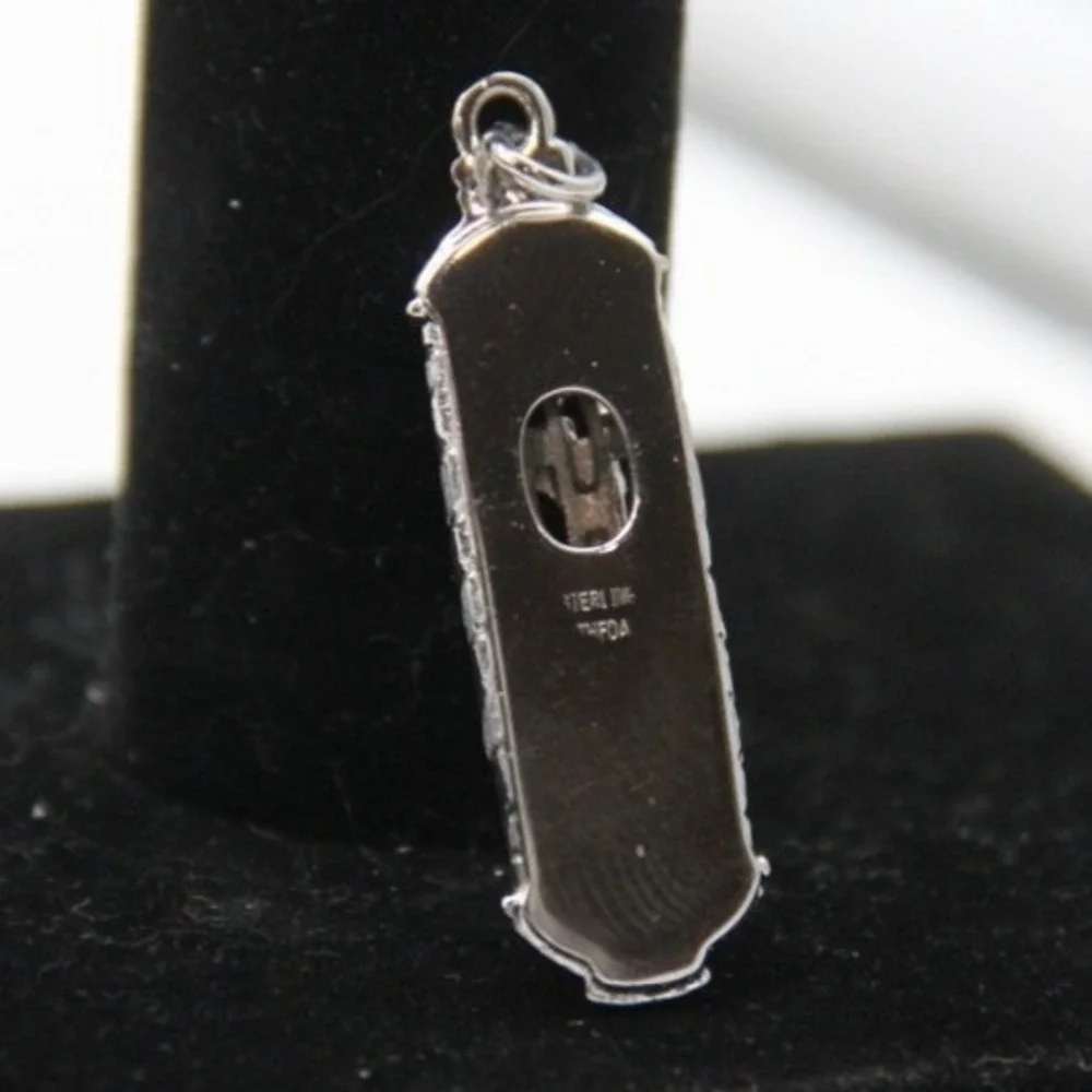 Sterling Silver Mezuzah Pendant Hebrew Shin Charm Religious Jewish Jewelry THFOA